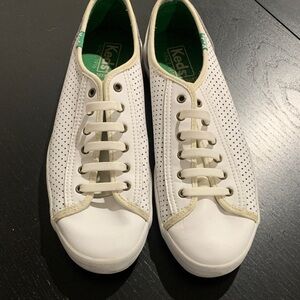 Keds Kickstart White Leather Perforated Sneakers - 8.5